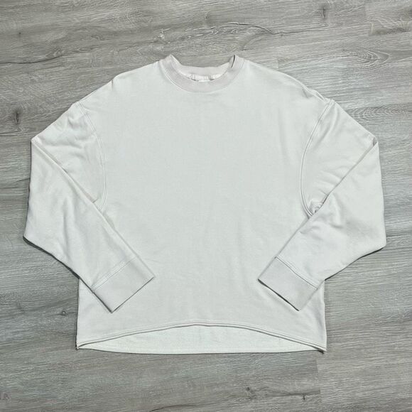 Nike Yoga Luxe Fleece Crew Long Sleeve Top Women’s Sz S Modal Tan Oversized - Picture 8 of 14